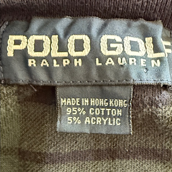 VTG Polo Golf Ralph Lauren Pullover Tartan Plaid Navy Green Stanton Logo Medium - Picture 3 of 8
